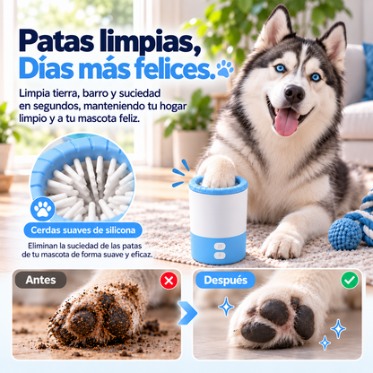 Limpiador de patas eléctrico con cerdas de silicona
