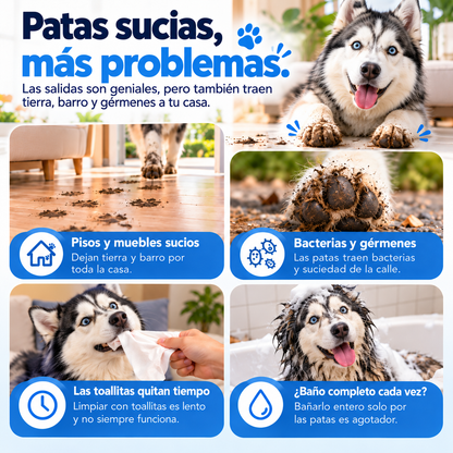 Limpiador de patas eléctrico con cerdas de silicona